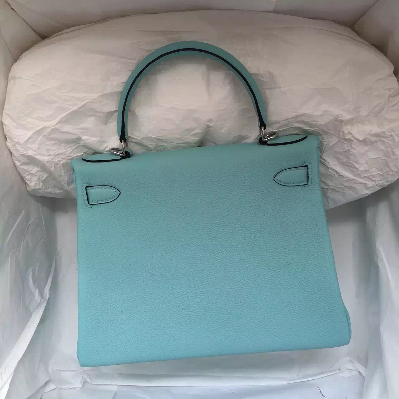 Discount Hermes Kelly Bag 28CM Retourne 3P Lagon Blue Togo Leather Women&#8217;s Tote Bag