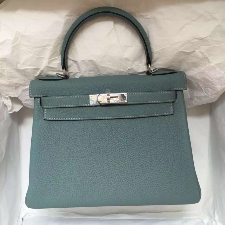 Hermes Kelly Bag Retourne Blue Lin Togo Calfskin Leather Ladies Handbag  28CM