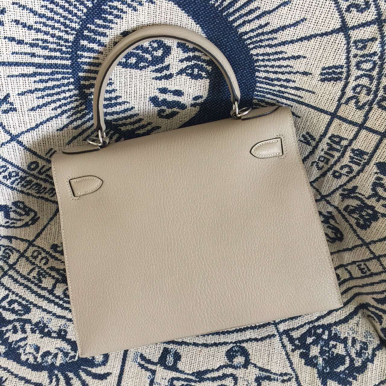 Cheap Hermes Gris Tourterelle Chevre Leather Sellier Kelly Bag Women&#8217;s Tote Bag