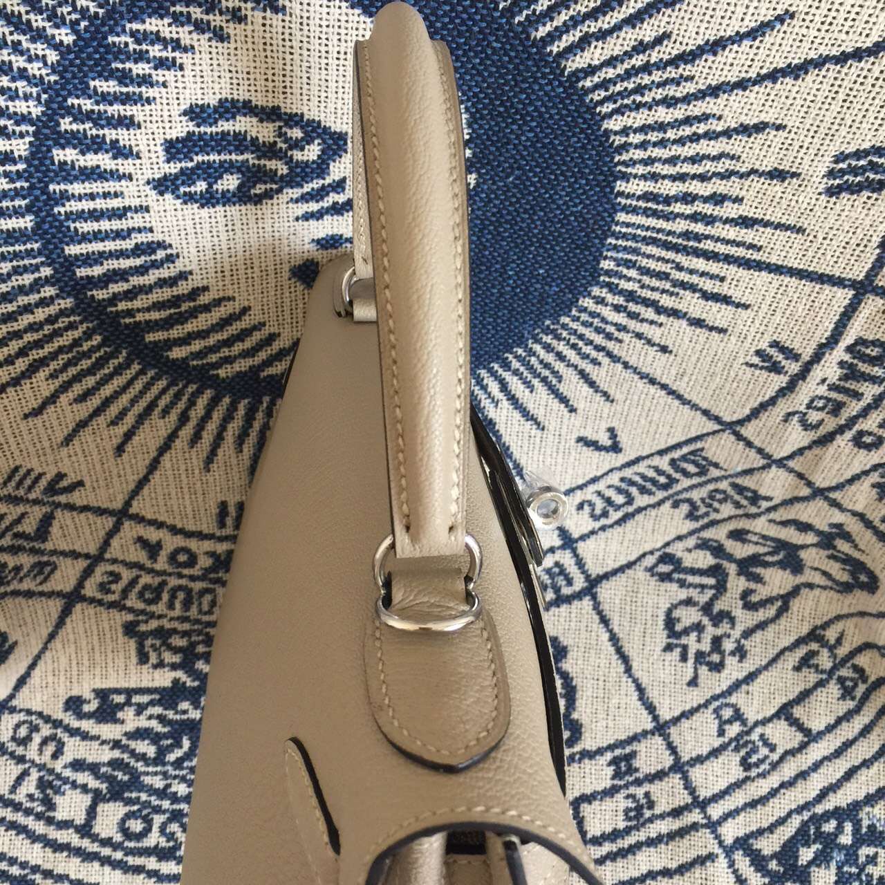 Cheap Hermes Gris Tourterelle Chevre Leather Sellier Kelly Bag Women&#8217;s Tote Bag