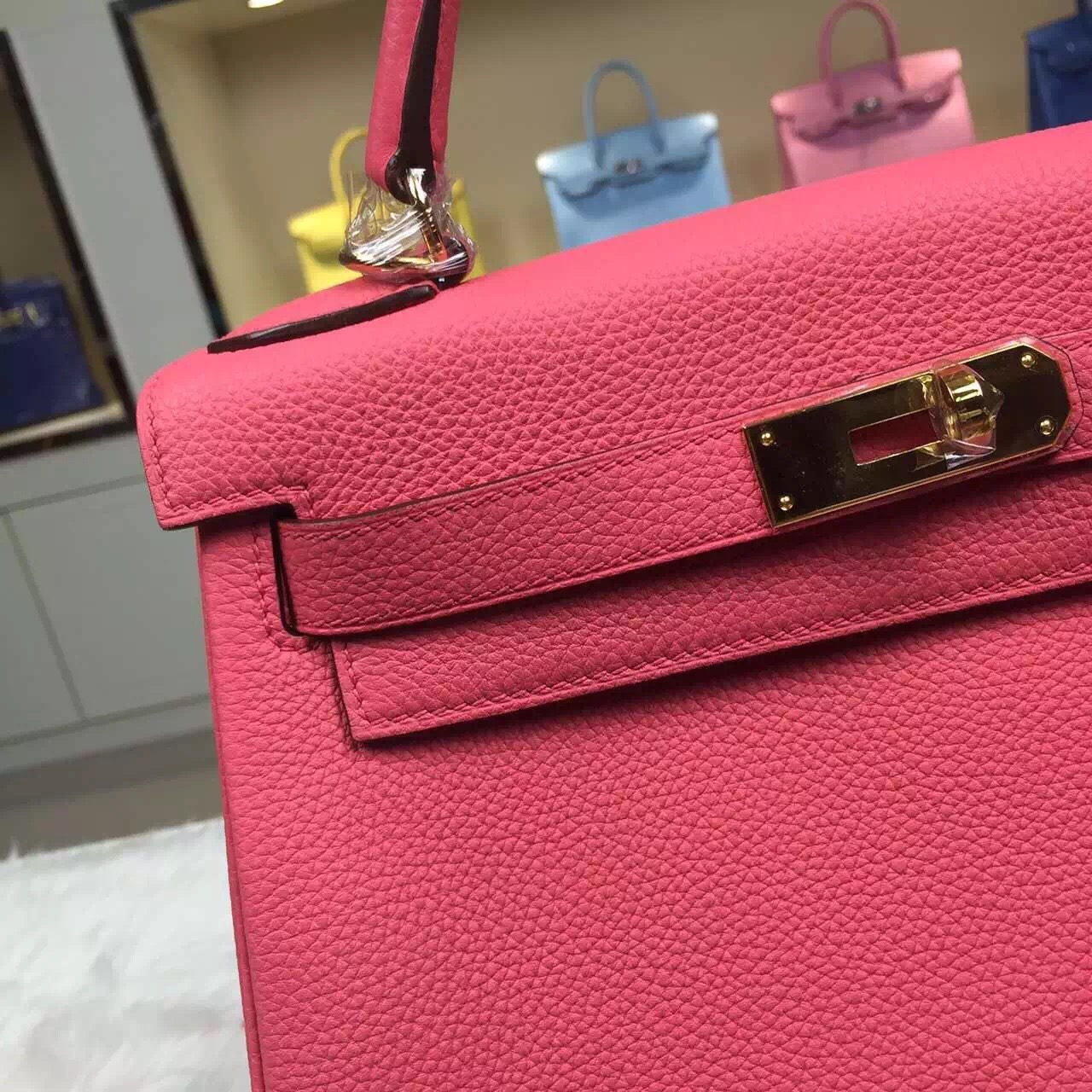 Customized Hermes U5 Rose Lipstick Togo Leather Kelly Bag 28CM Women’s Tote Bag