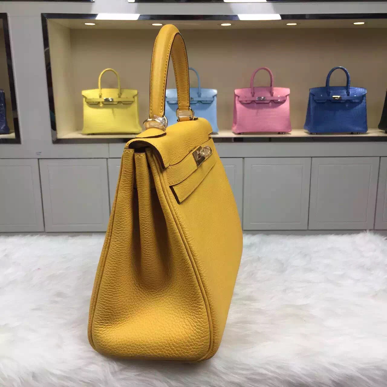 Elegant Hermes Kelly Bag 28CM Mustard Yellow Togo Leather Gold Hardware