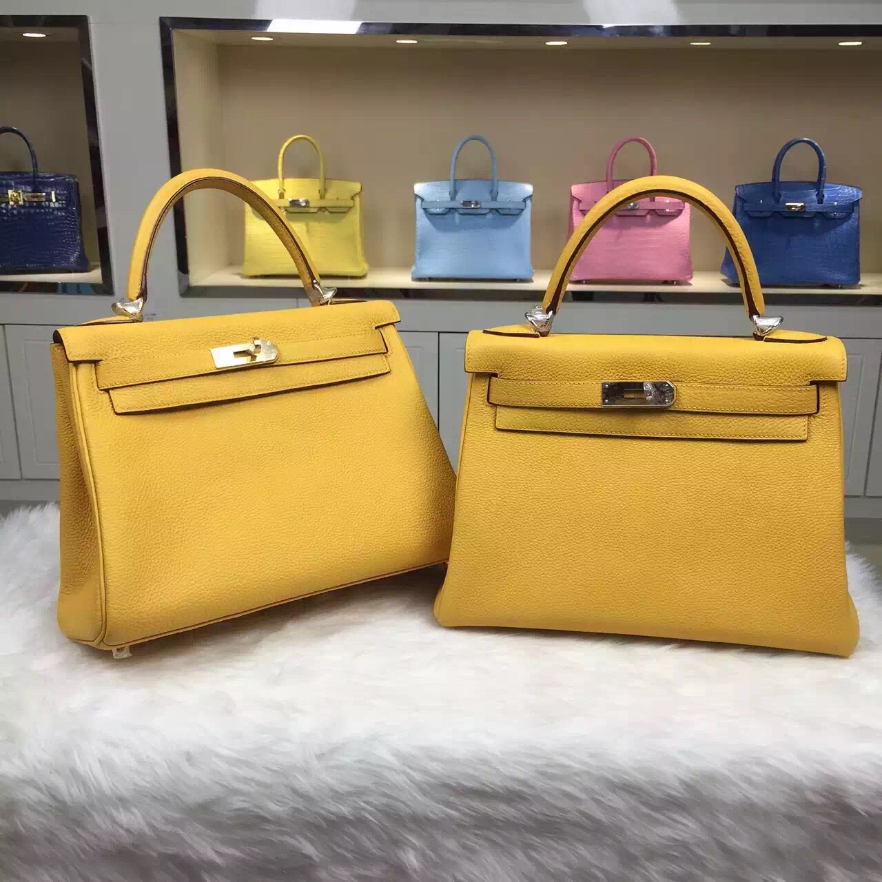 Elegant Hermes Kelly Bag 28CM Mustard Yellow Togo Leather Gold Hardware