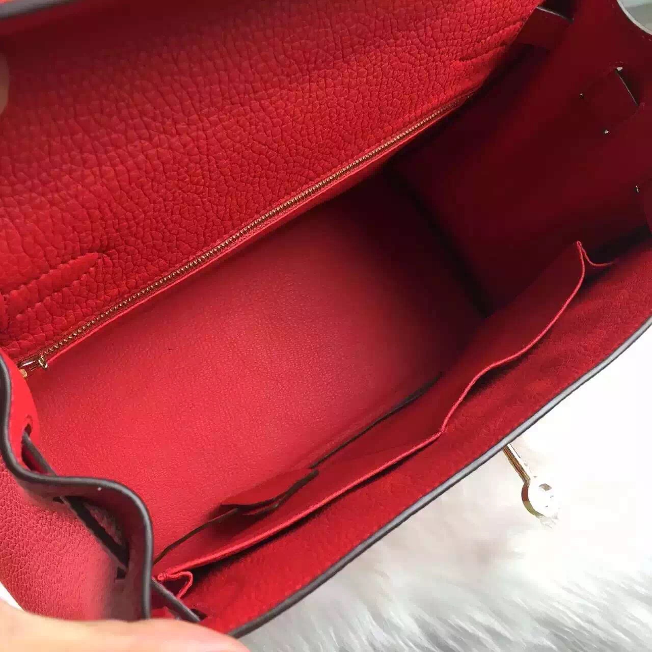Vip Customized Hermes Togo Leather Kelly 28CM in Peony Red Gold Hardware