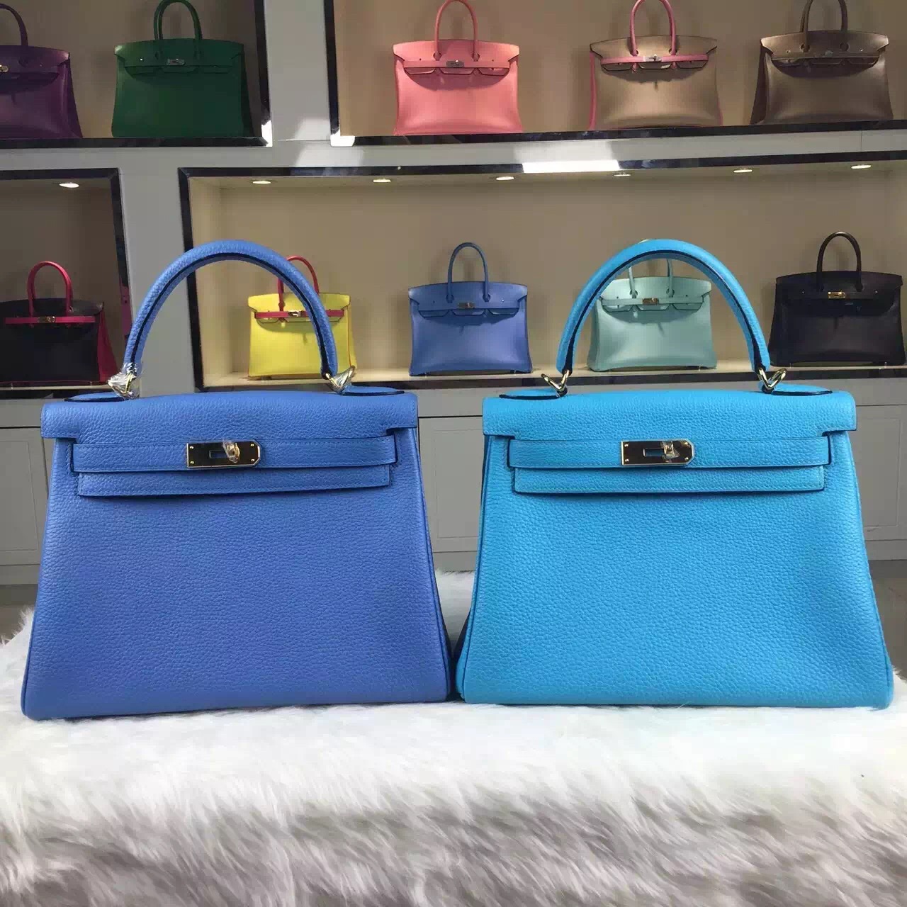 Discount Hermes France Togo Calfskin Leather Multi-color Kelly Bag28CM Ladies&#8217; Handbag