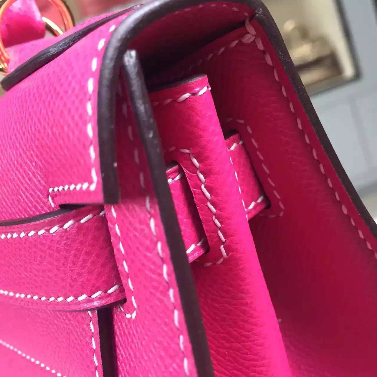 Online Store Hermes E5 Rose Tyrien Epsom Calfskin Leather Kelly Bag28CM Gold Hardware