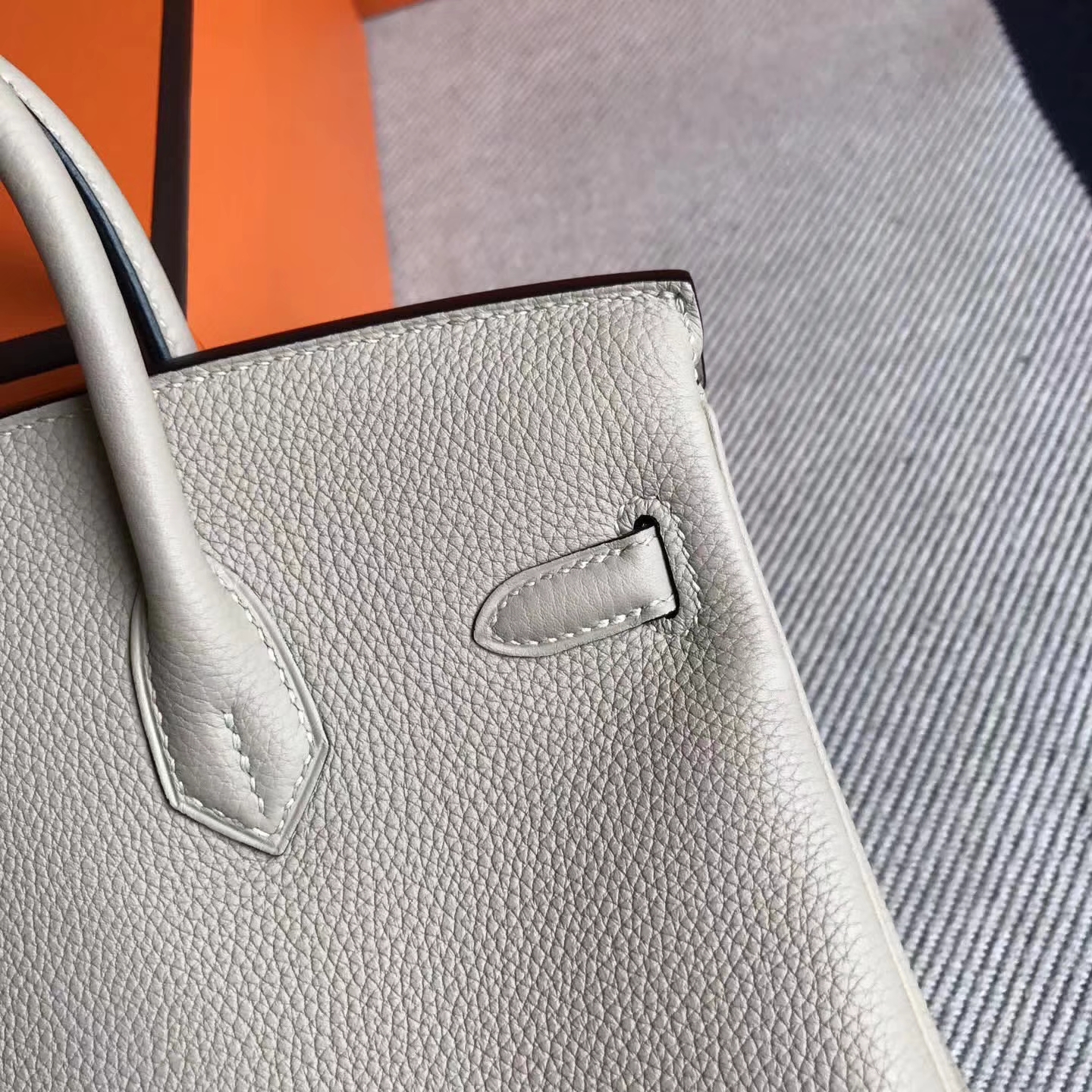 Elegant Hermes S2 Trench Grey Togo Leather Birkin25cm Tote Bag