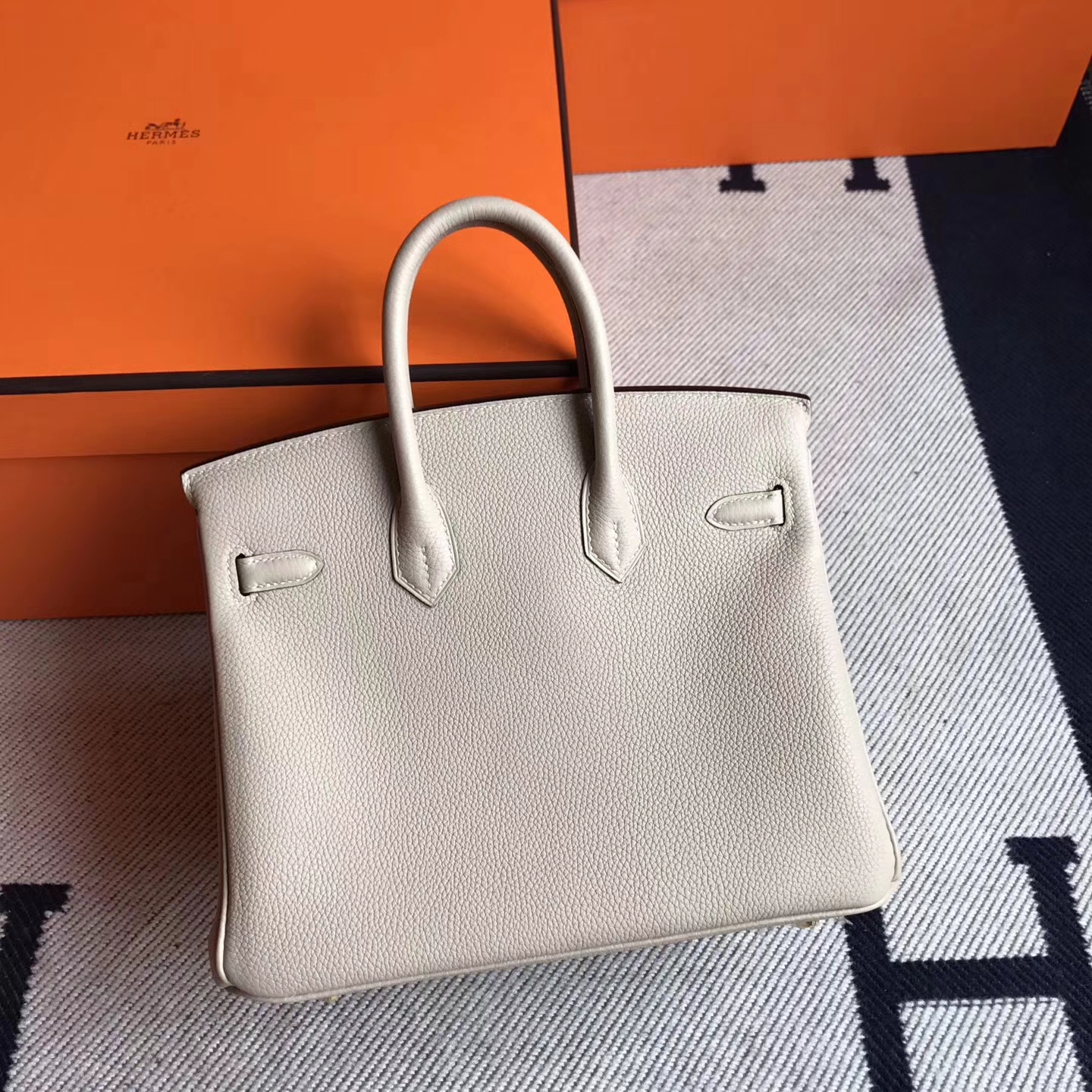 Elegant Hermes S2 Trench Grey Togo Leather Birkin25cm Tote Bag