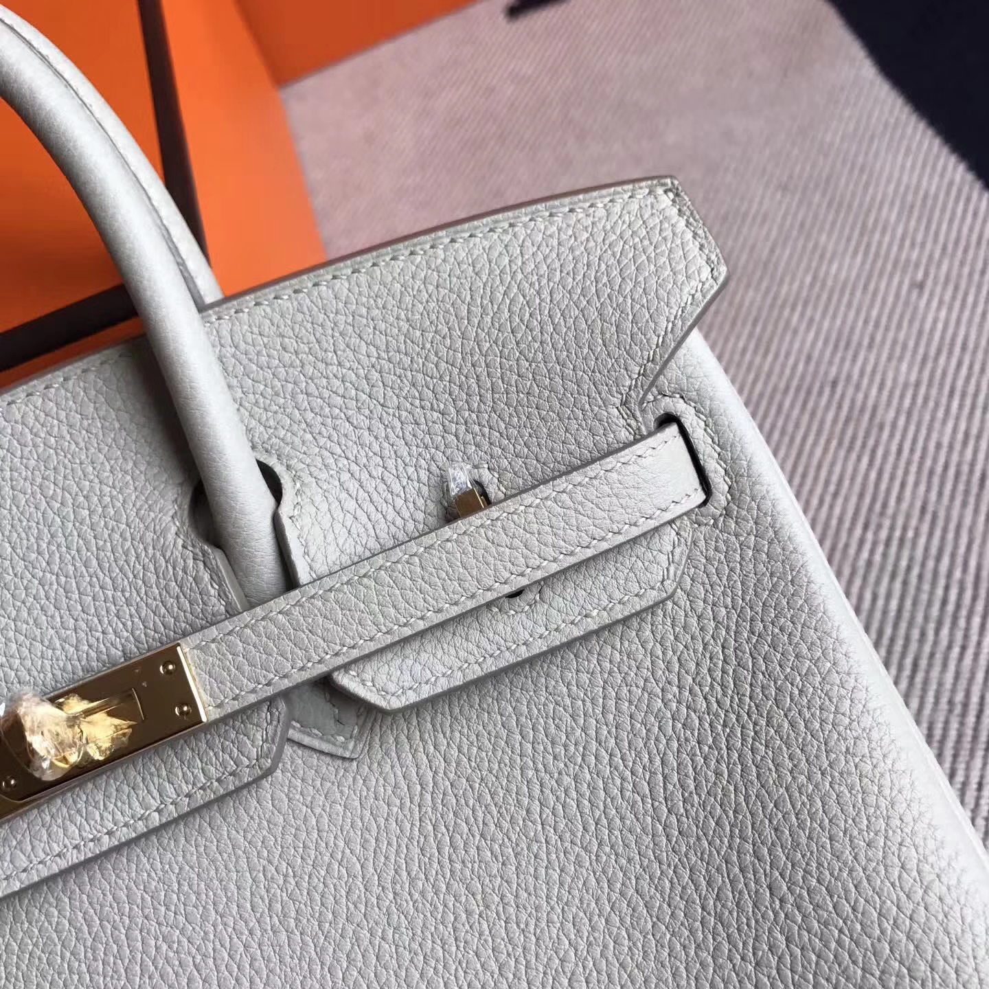 Cheap Hermes CK80 Pearl Grey Togo Leather Birkin Tote Bag25cm