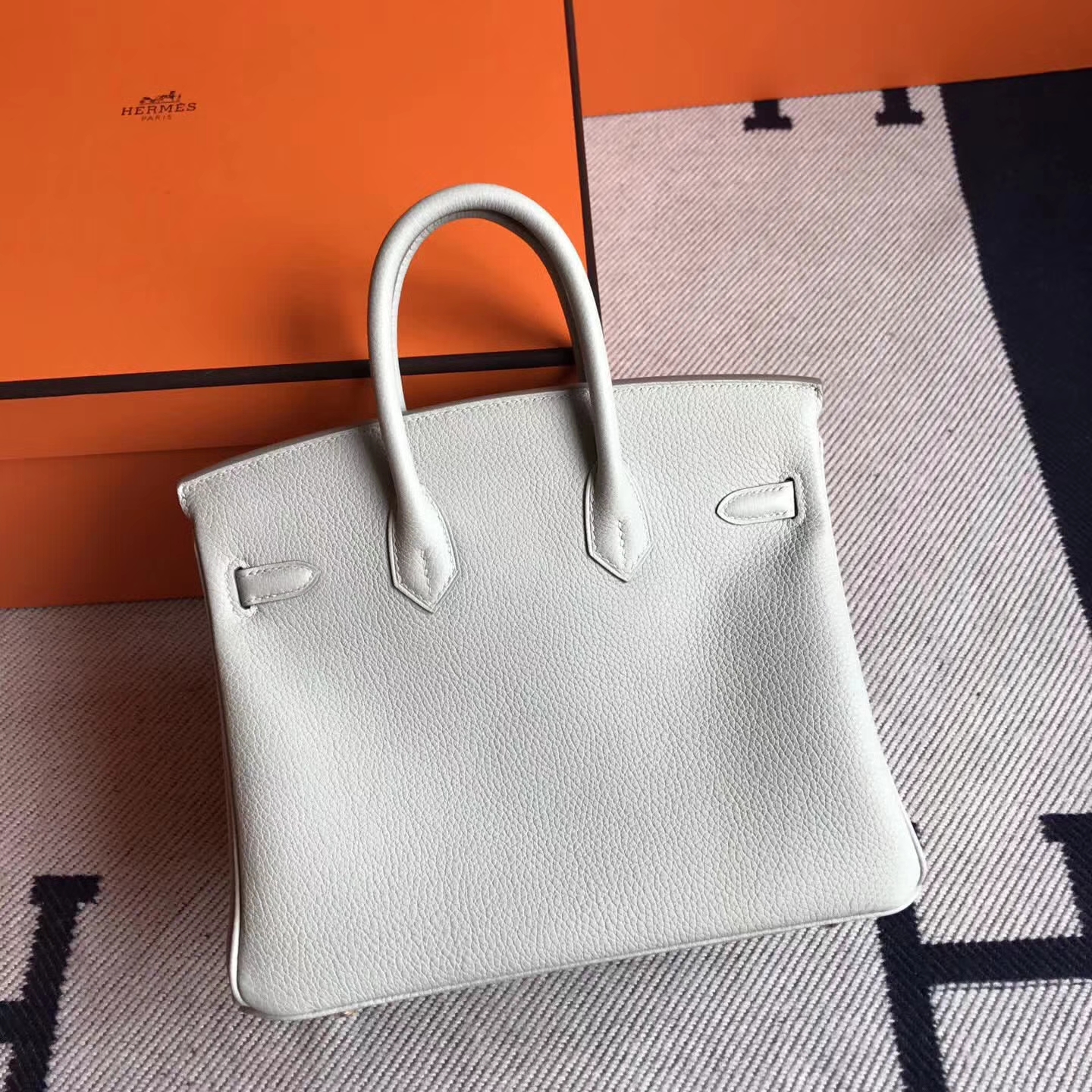 Cheap Hermes CK80 Pearl Grey Togo Leather Birkin Tote Bag25cm