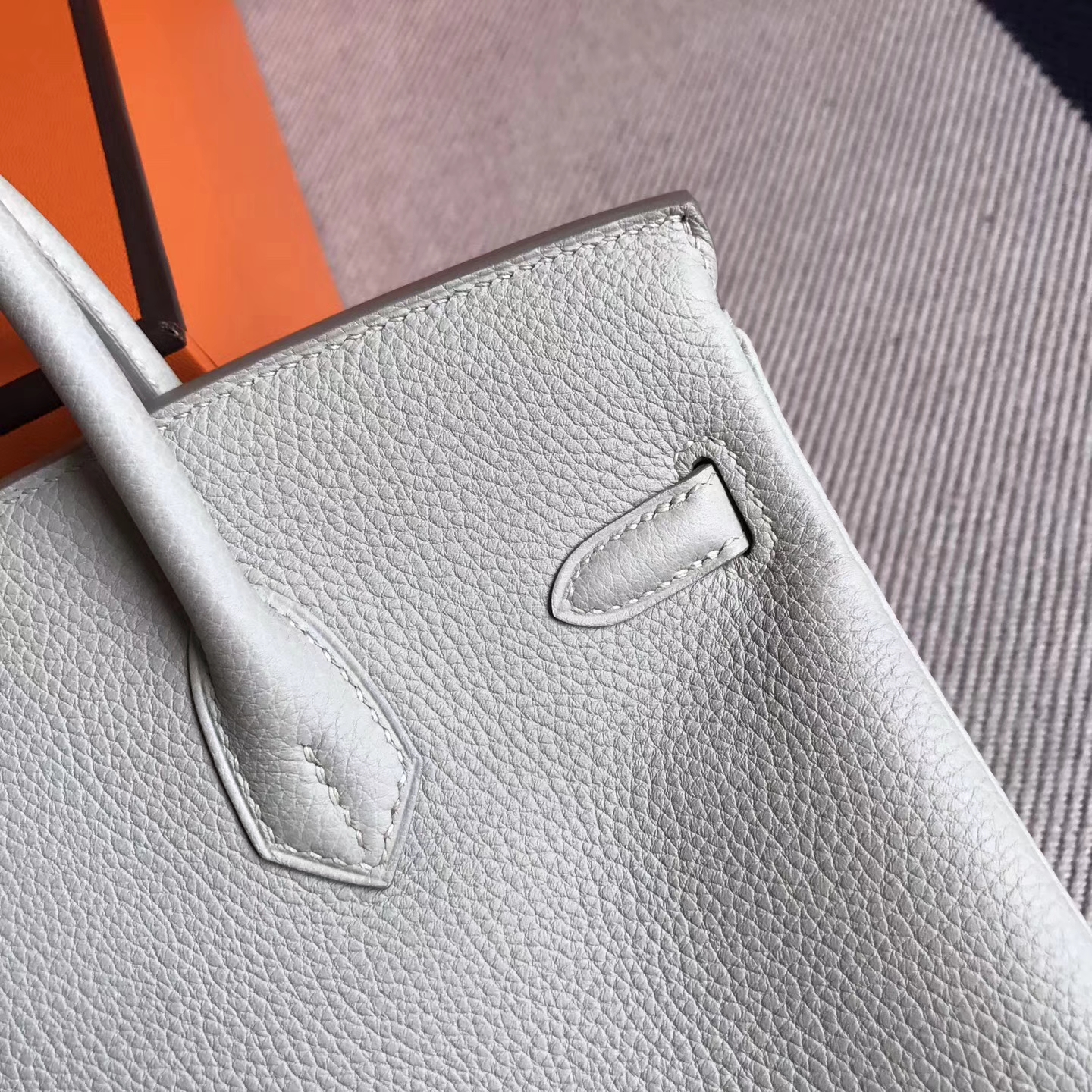 Cheap Hermes CK80 Pearl Grey Togo Leather Birkin Tote Bag25cm