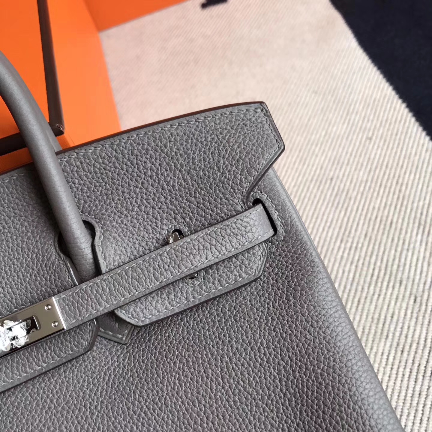 Discount Hermes Birkin Bag25cm in 8F Etain Grey Togo Calfskin Silver Hardware
