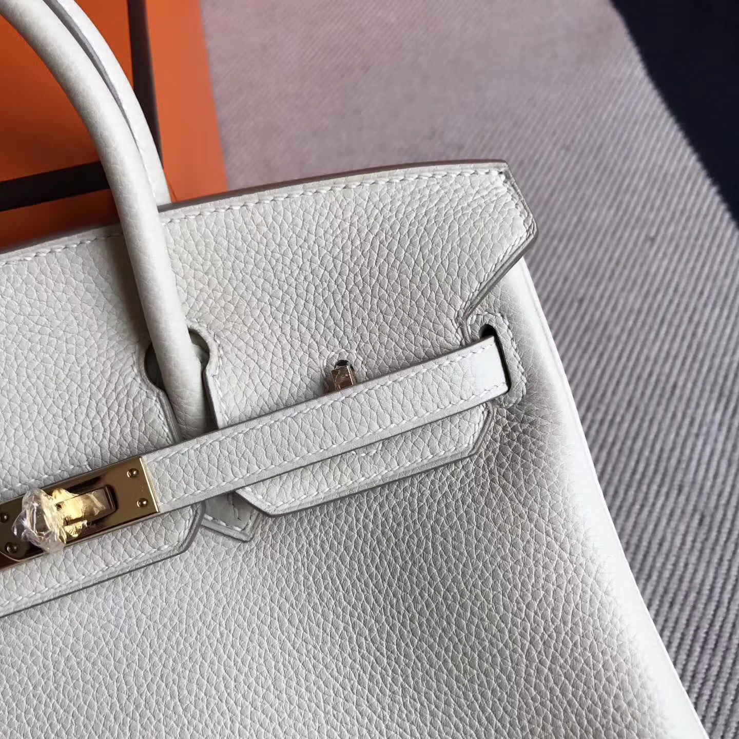 Hermes CK10 Craie White Togo Leather Birkin Handbag25cm Gold Hardware