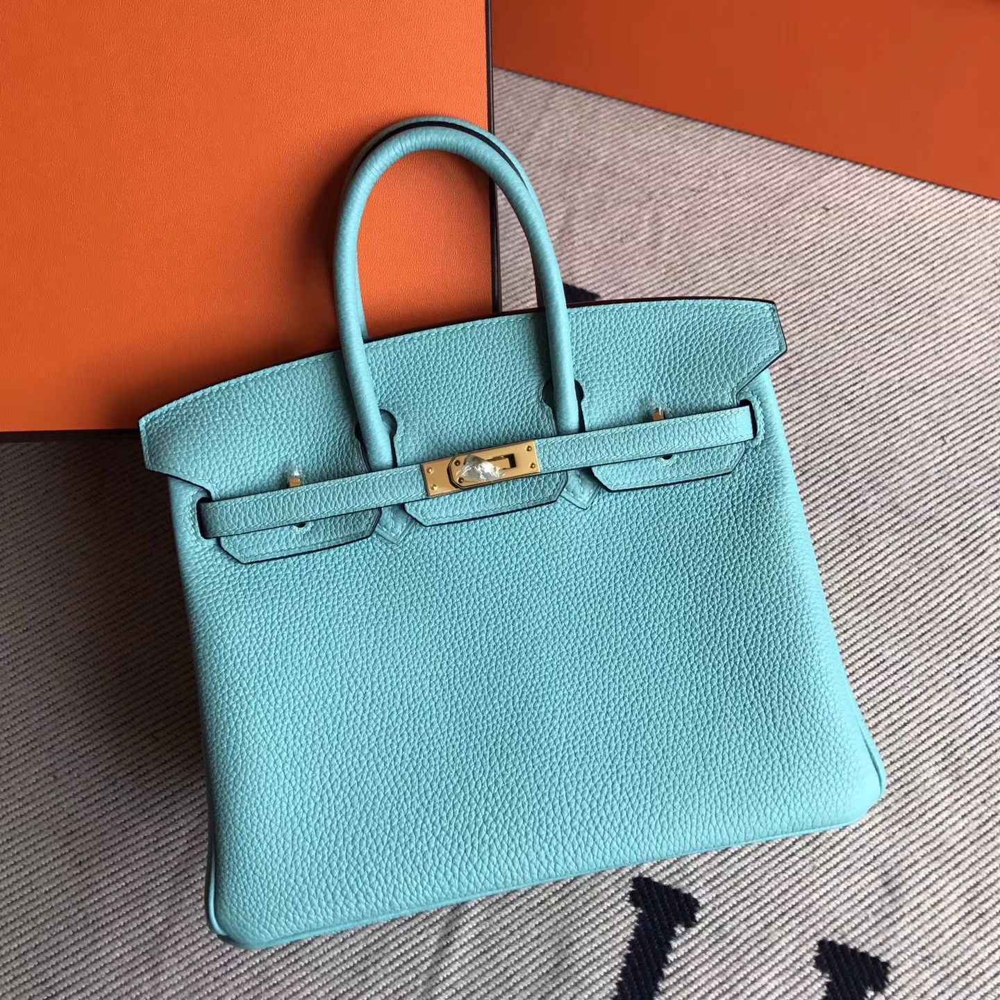 On Sale Hermes 3P Blue Attol Togo Leather Birkin Tote Bag25cm