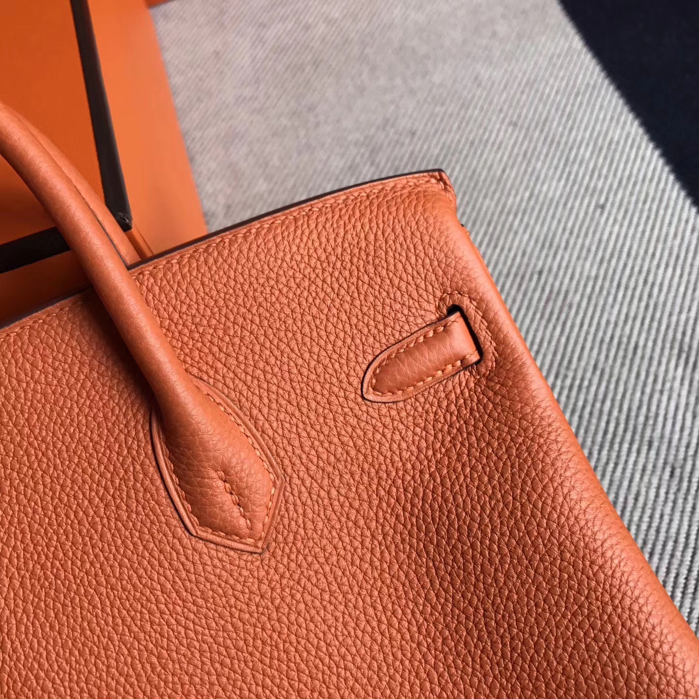 Pretty Hermes Togo Calfskin Birkin25cm Bag in 93 Orange Silver Hardware