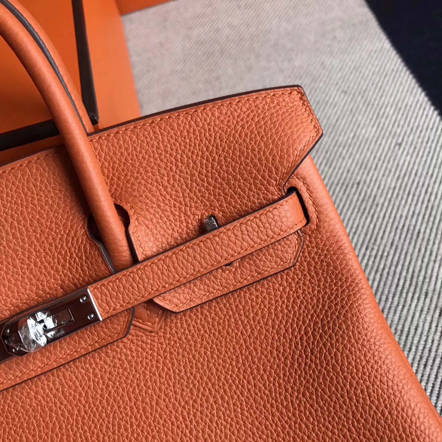 Pretty Hermes Togo Calfskin Birkin25cm Bag in 93 Orange Silver Hardware