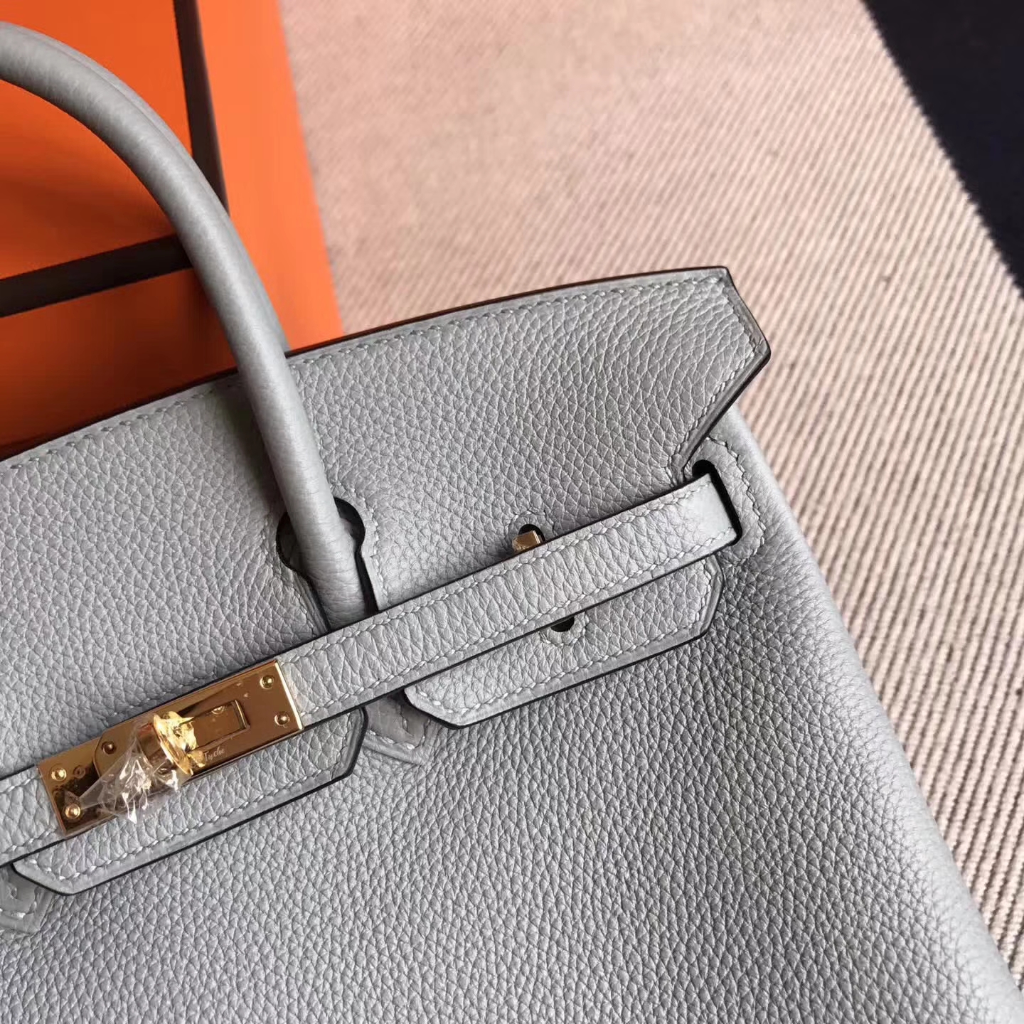 Hand Stitching Hermes Togo Calfskin Birkin25cm Handbag in 8U Blue Glacier