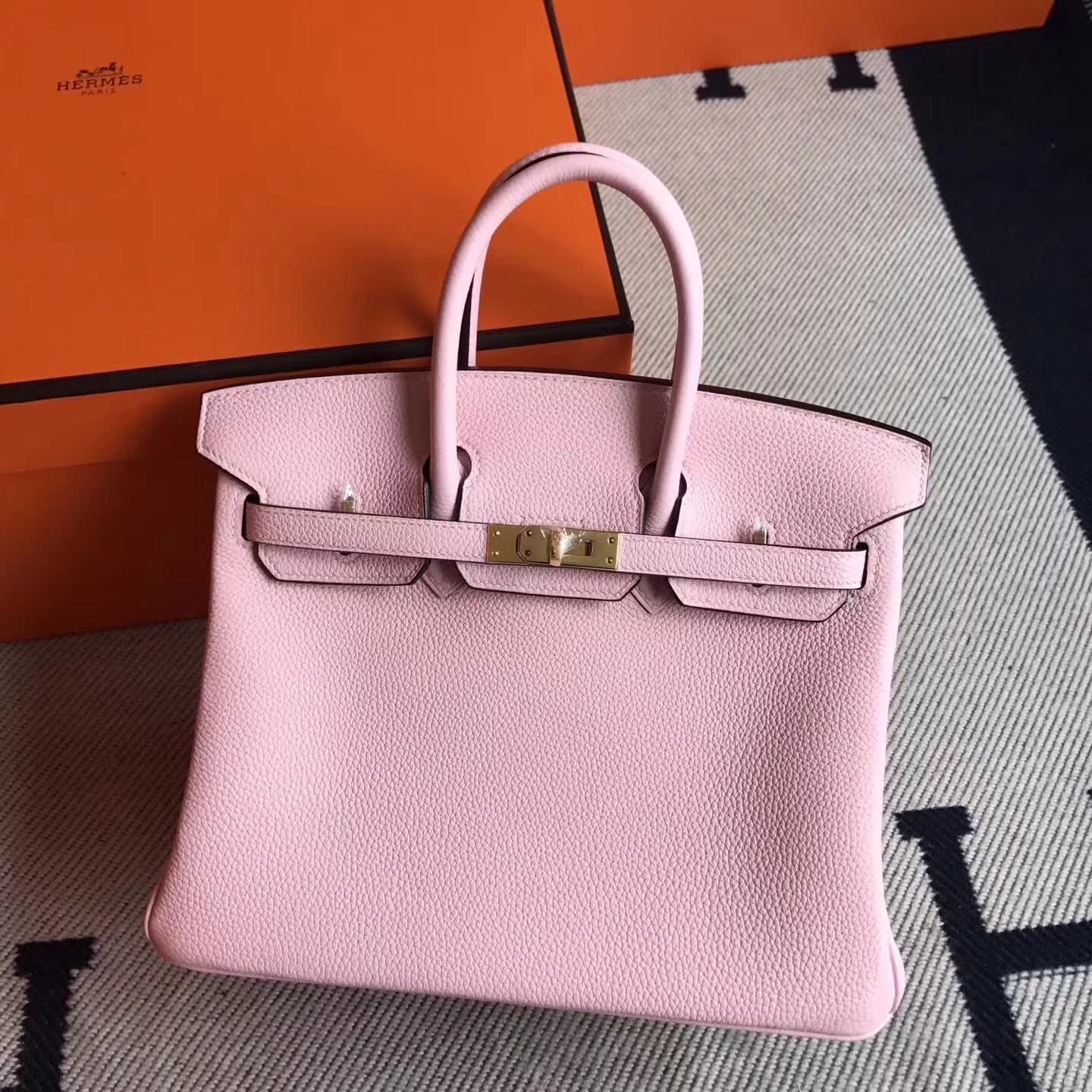 New Pretty Hermes 3Q New Pink Togo Calfskin Birkin25cm Bag Gold Hardware