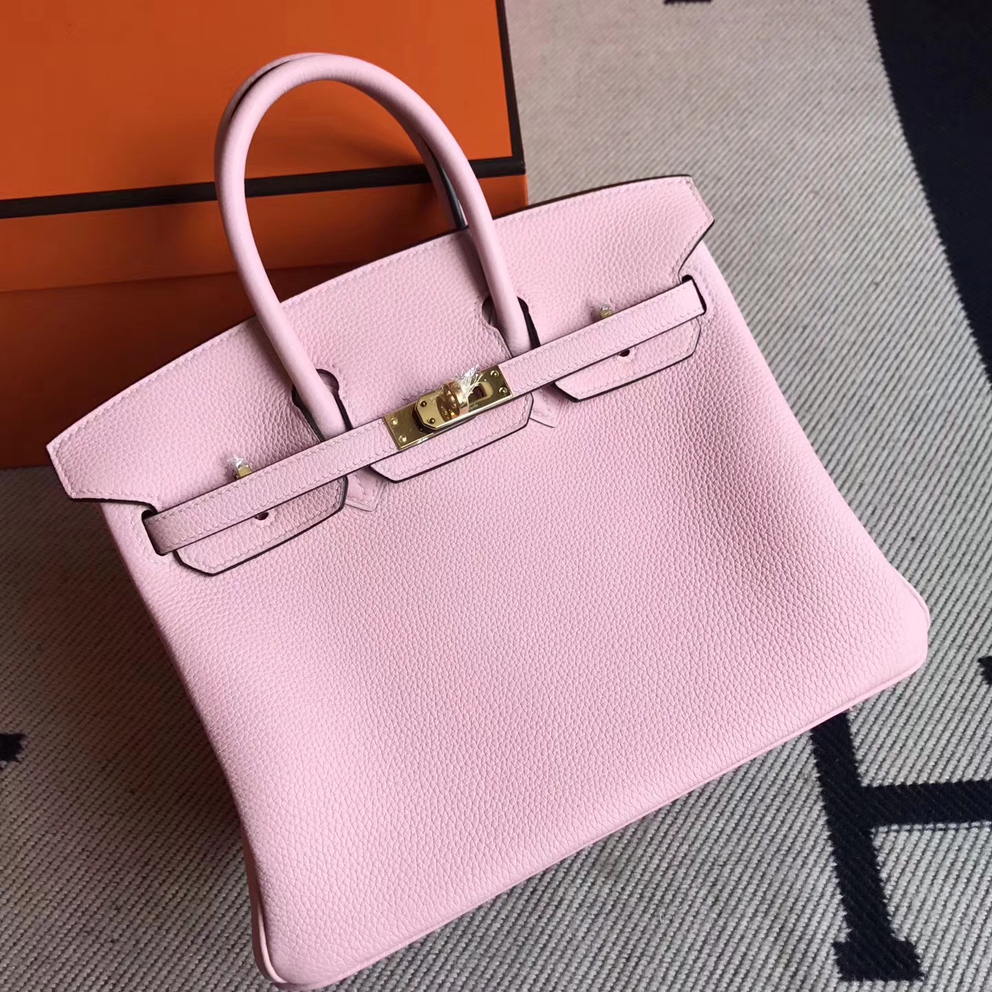New Pretty Hermes 3Q New Pink Togo Calfskin Birkin25cm Bag Gold Hardware
