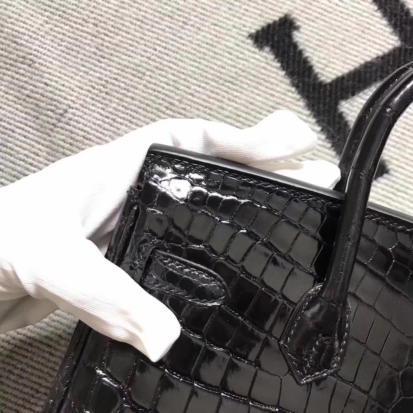 Discount Hermes Black Crocodile Shiny Leather Birkin25cm Bag Silver Hardware