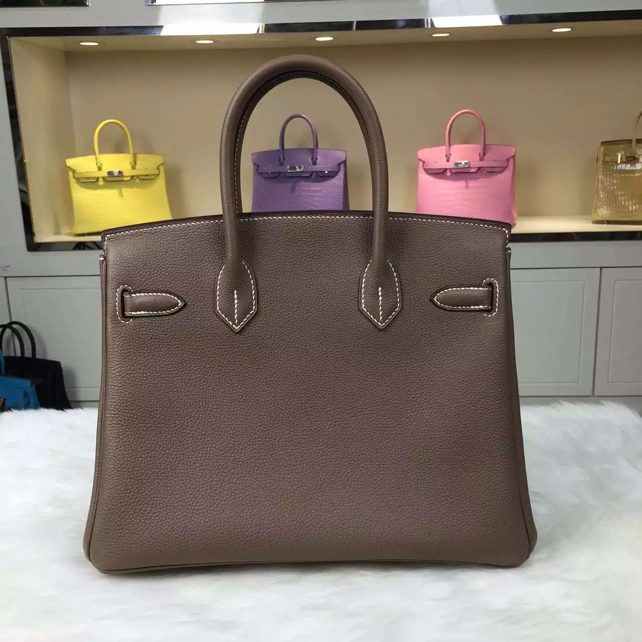 Luxury Ladies&#8217; Handbag Hermes CK18 Etoupe Grey Birkin Bag 30CM Togo Leather