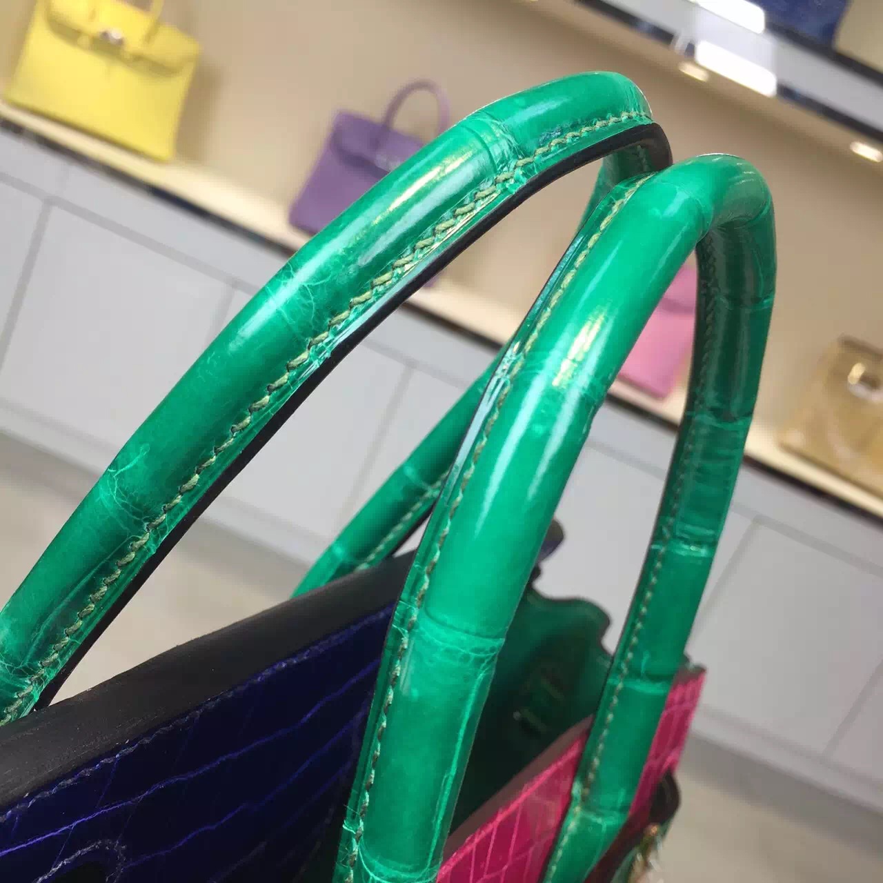 Hermes Color-blocking Original Crocodile Leather Birkin Bag Fashion Women&#8217;s Handbag 30CM
