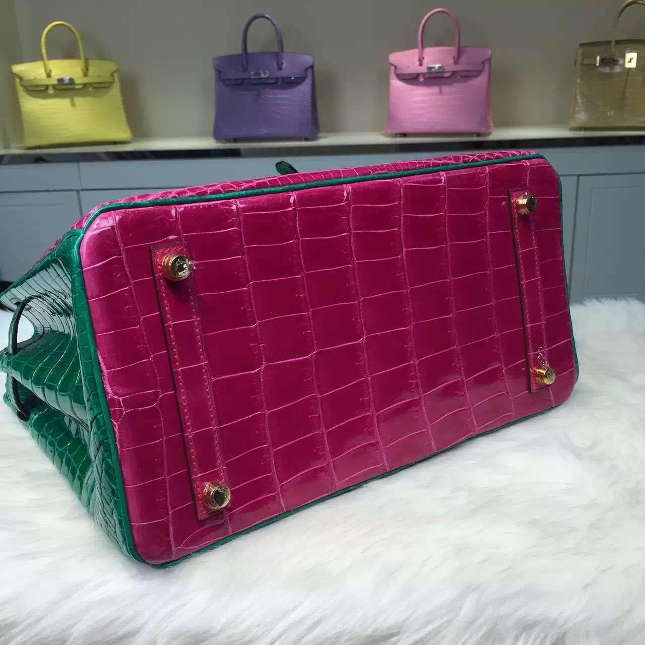 Hermes Color-blocking Original Crocodile Leather Birkin Bag Fashion Women’s Handbag 30CM