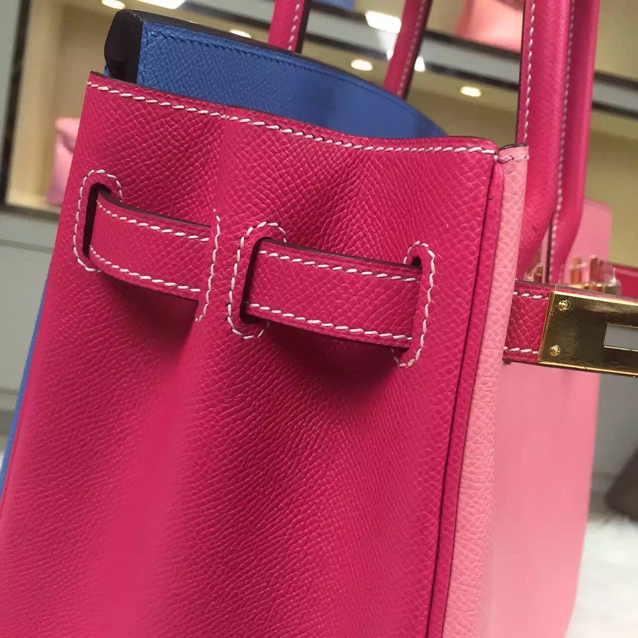 New Pretty Hermes Birkin Bag 30CM Color-blocking Epsom Leather Women&#8217;s Tote Bag