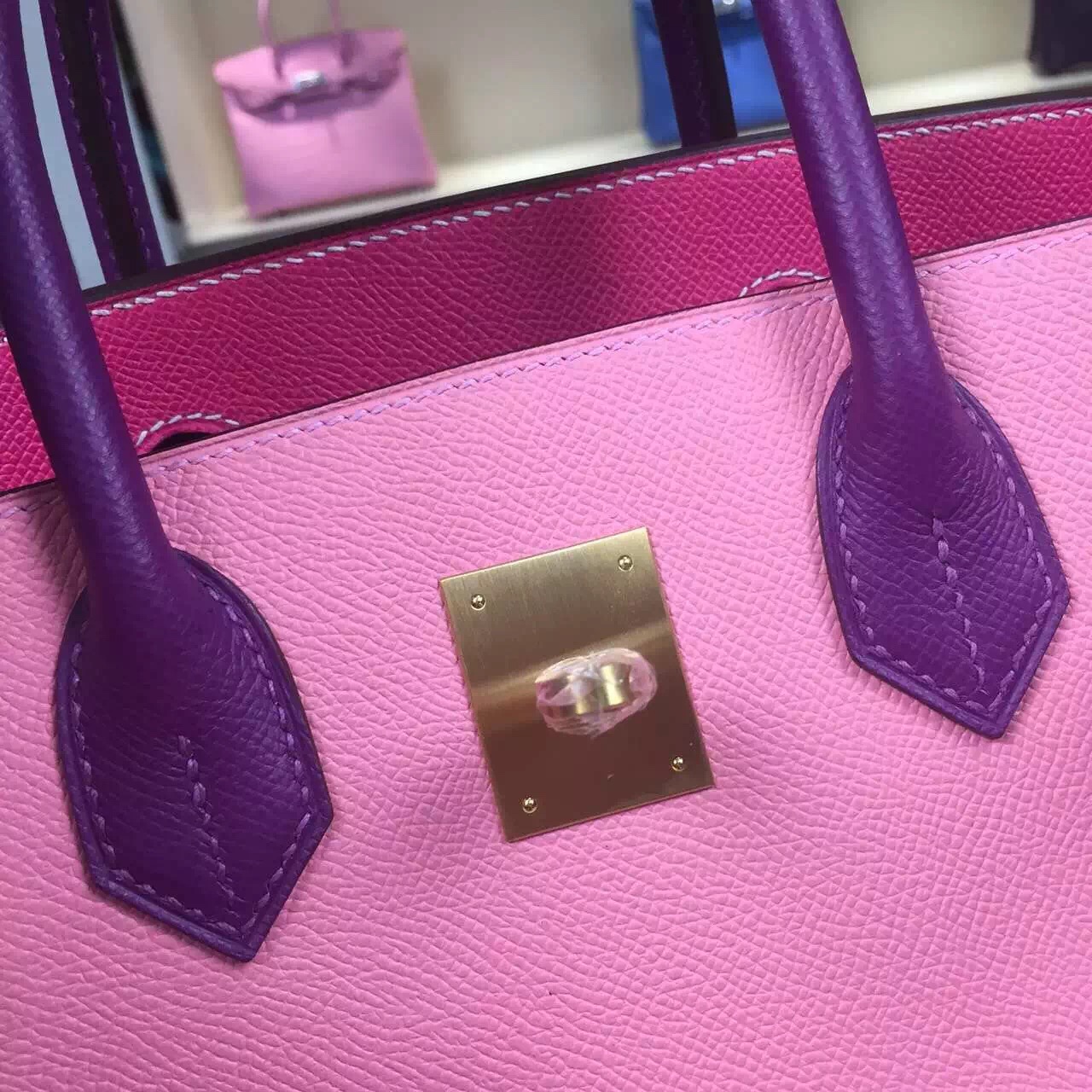 Hand Stitching Hermes Birkin Bag 30CM Multi-color Epsom Leather Women’s Handbag