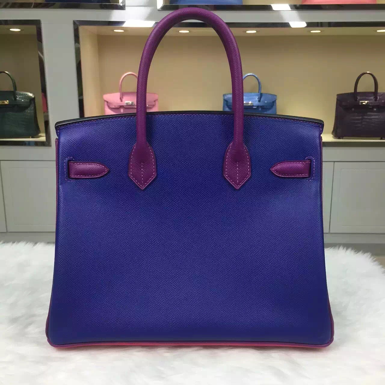 Wholesale Hermes Three-color Epsom Leather Birkin Bag 30CM Silver Hardware