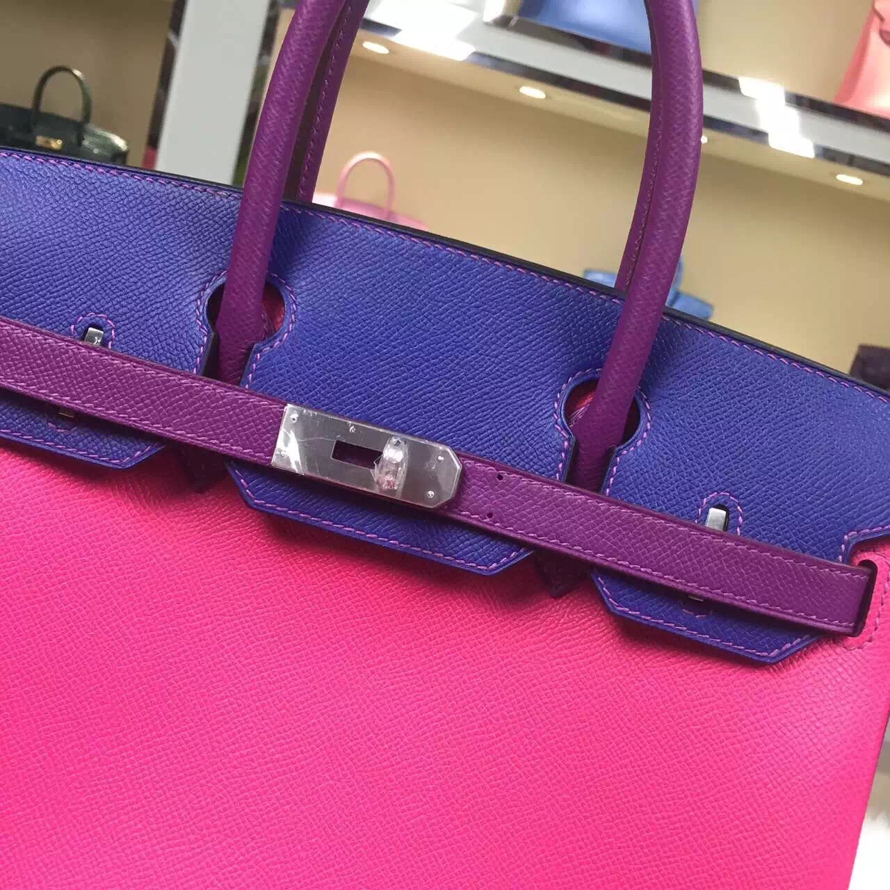 Wholesale Hermes Three-color Epsom Leather Birkin Bag 30CM Silver Hardware