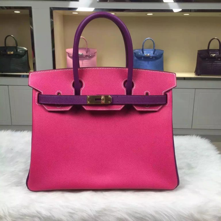 Hermes Birkin Bag  30CM E5 Candy Pink/P9 Anemone Purple Epsom Leather