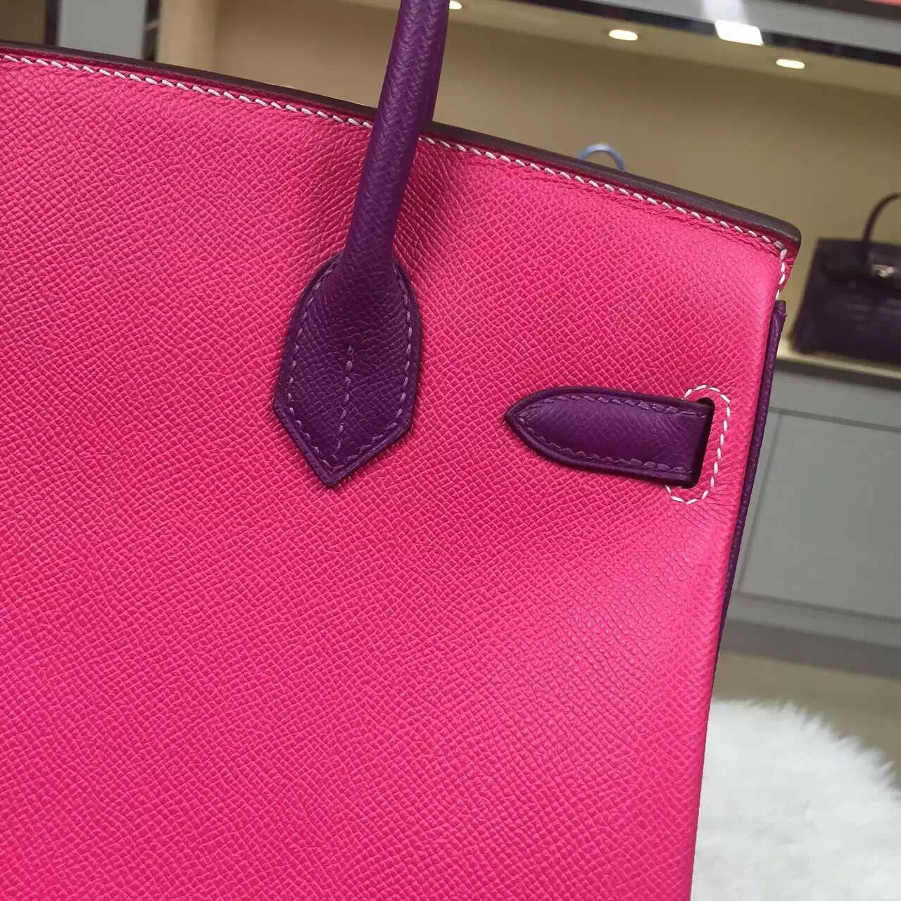 Luxury Hermes Birkin Bag 30CM E5 Candy Pink/P9 Anemone Purple Epsom Leather