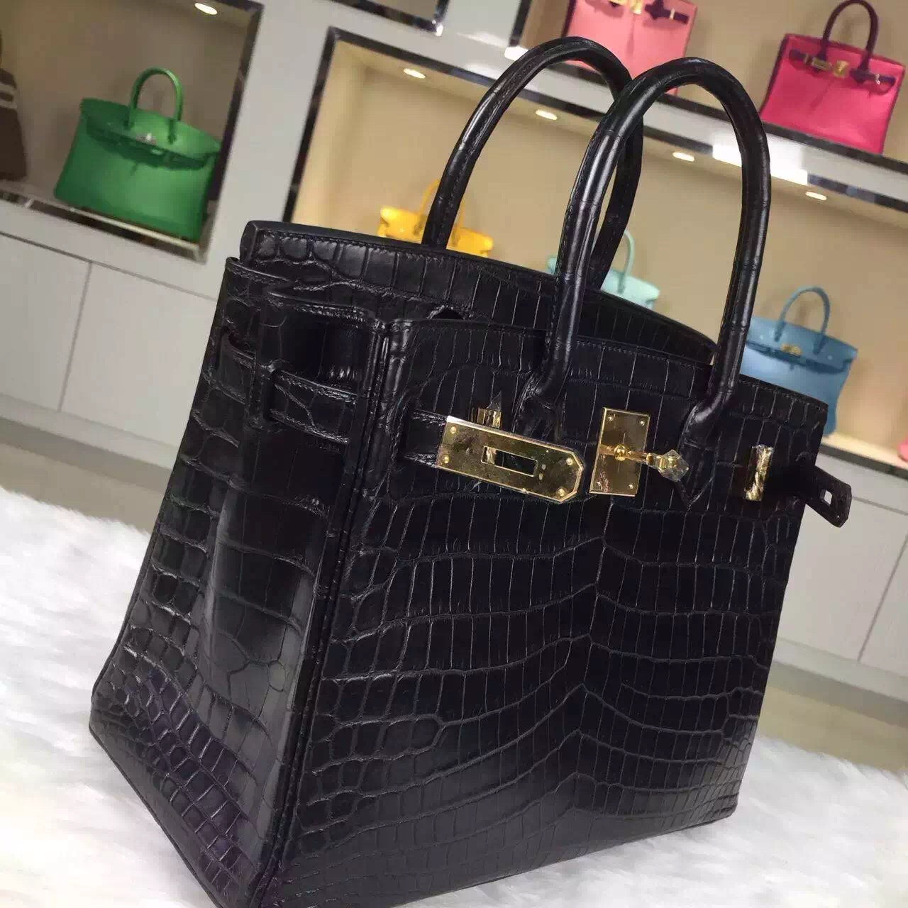 Luxury Hermes Birkin Bag 30CM CK89 Black Crocodile Leather Fashion Women&#8217;s Handbag