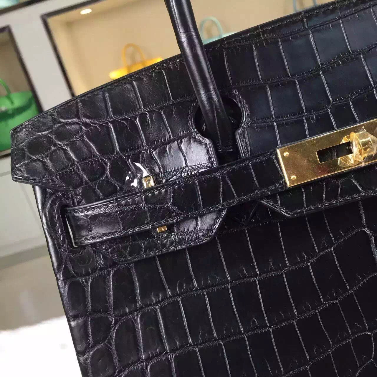 Luxury Hermes Birkin Bag 30CM CK89 Black Crocodile Leather Fashion Women&#8217;s Handbag