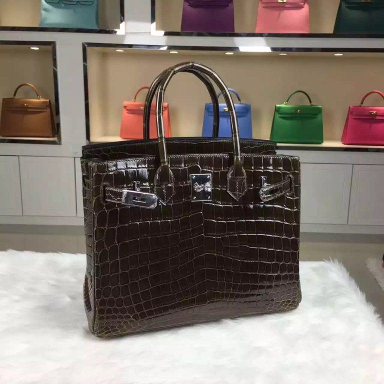 Hermes 6H Olive Green Original Crocodile Leather Birkin Bag  30CM