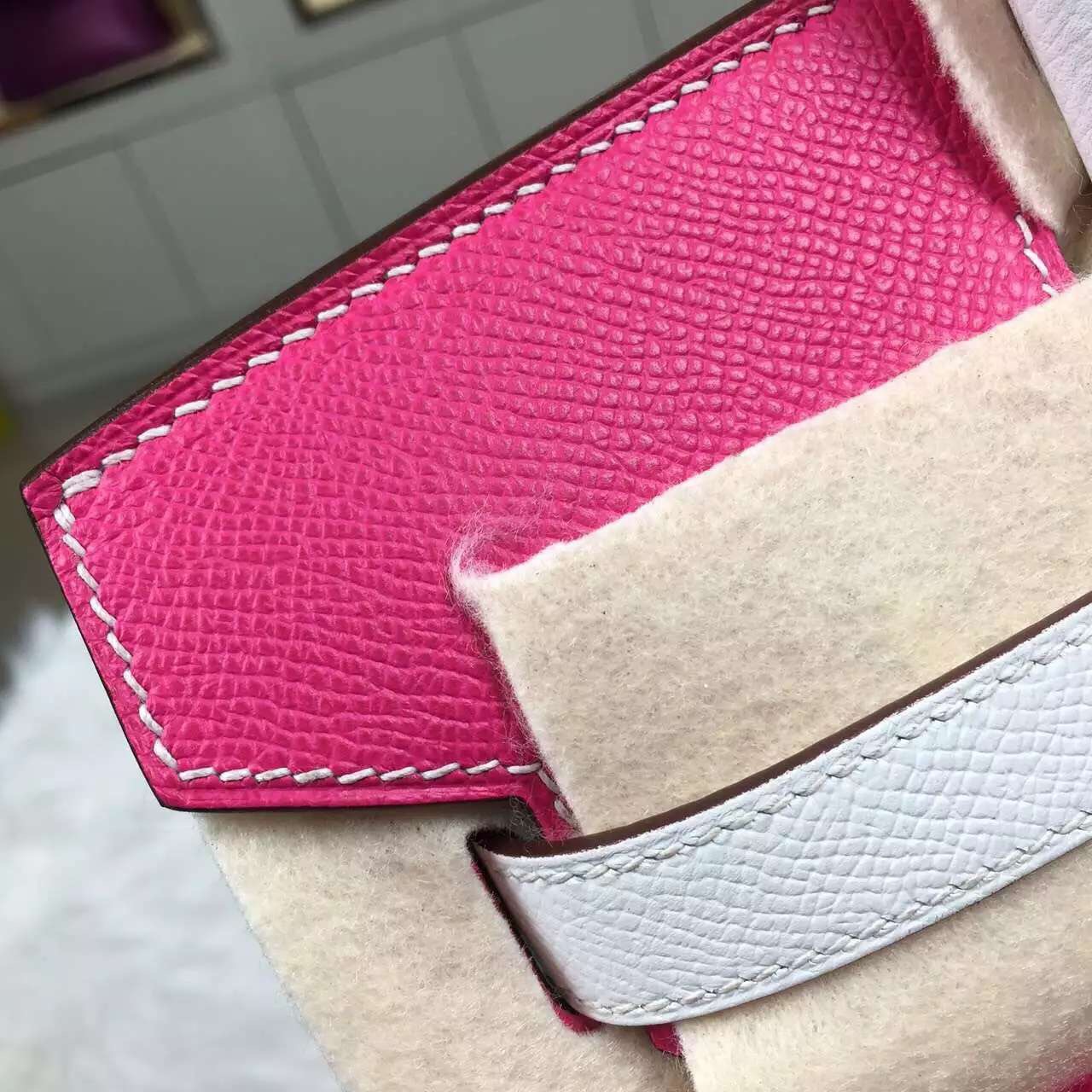 Hand Stitching Hermes Birkin Bag 30CM E5 Rose Tyrien &#038; Pure White Epsom Leather