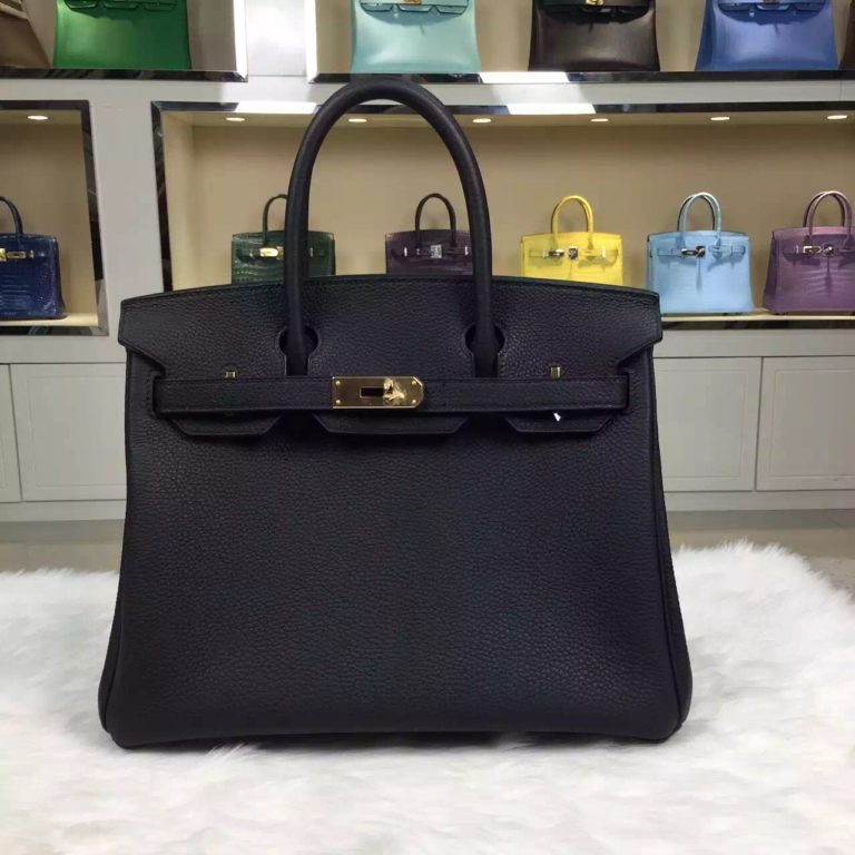 Hermes Birkin  30CM Black France Togo Leather Ladies Tote Handbag