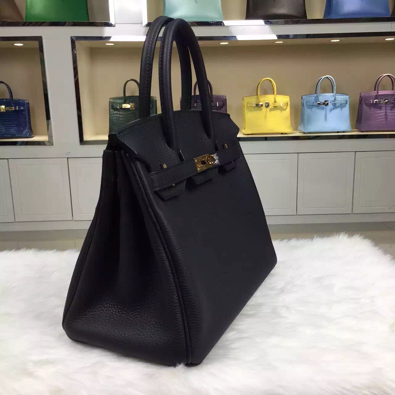 Luxury Hermes Birkin 30CM Black France Togo Leather Ladies&#8217; Tote Handbag