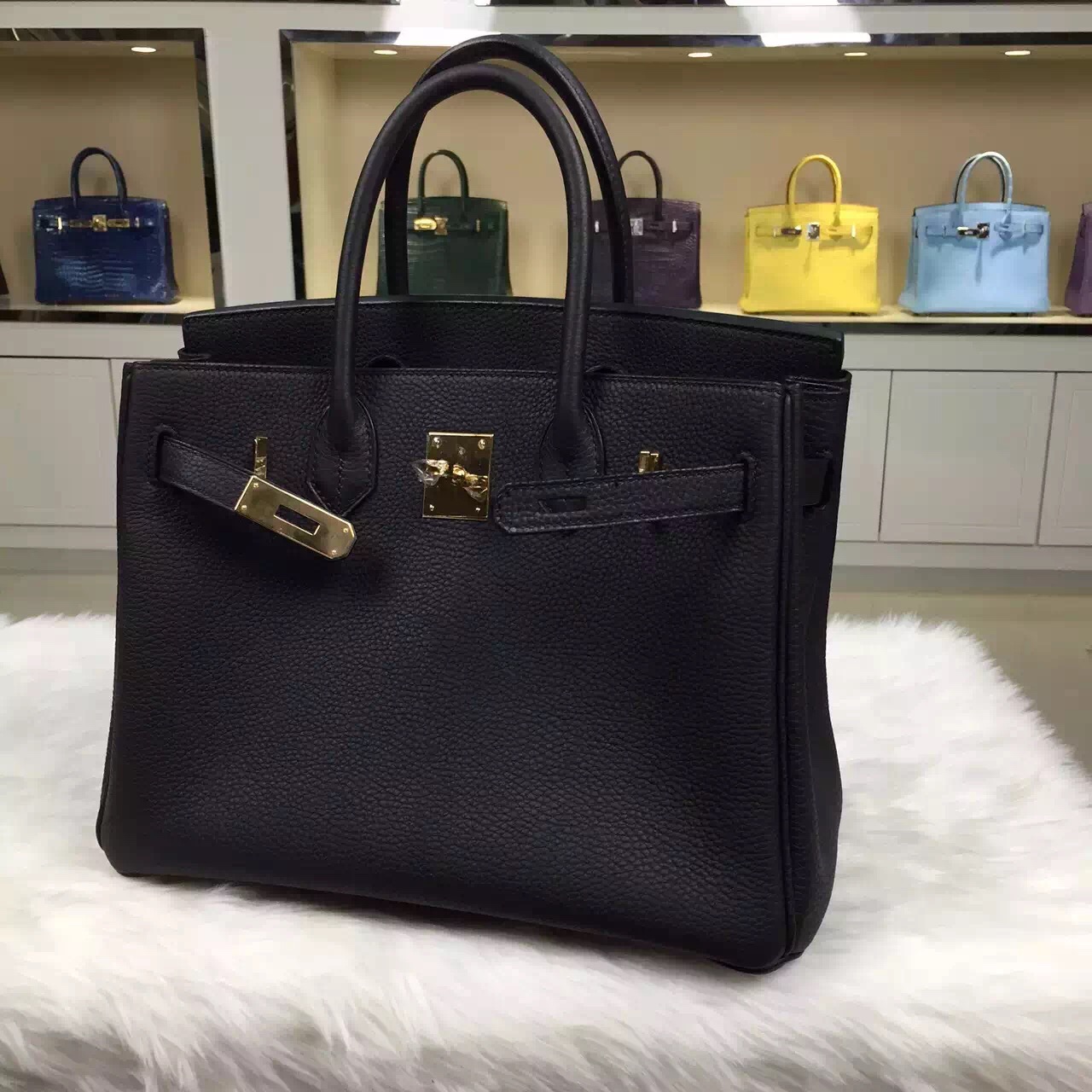 Luxury Hermes Birkin 30CM Black France Togo Leather Ladies&#8217; Tote Handbag