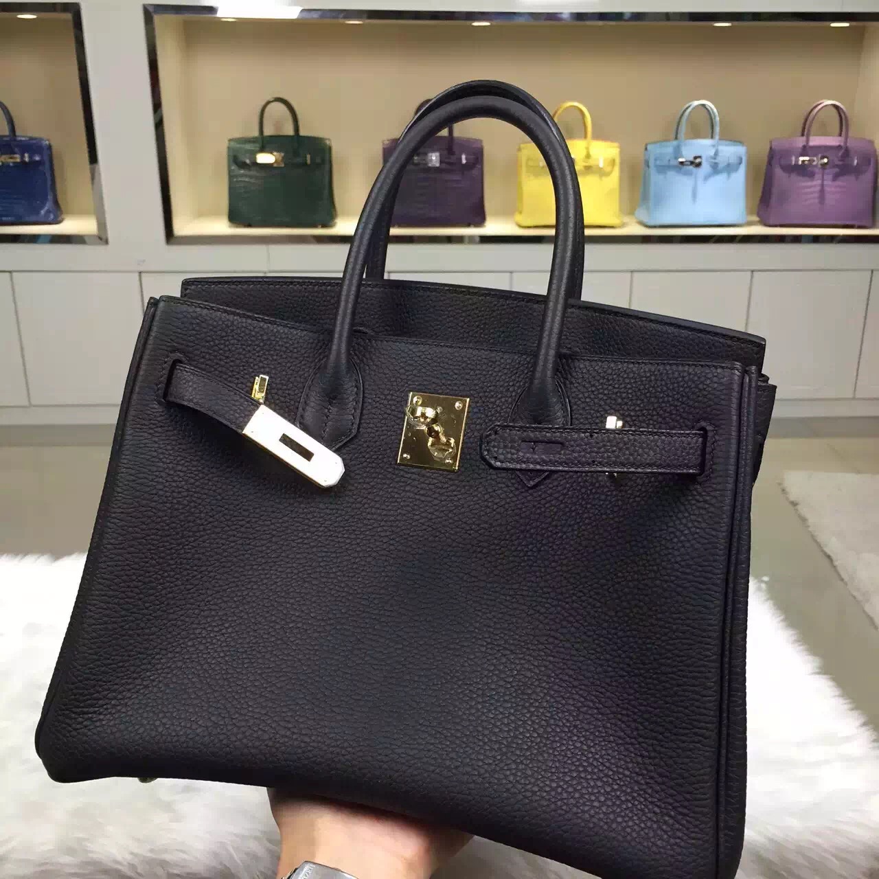 Luxury Hermes Birkin 30CM Black France Togo Leather Ladies&#8217; Tote Handbag