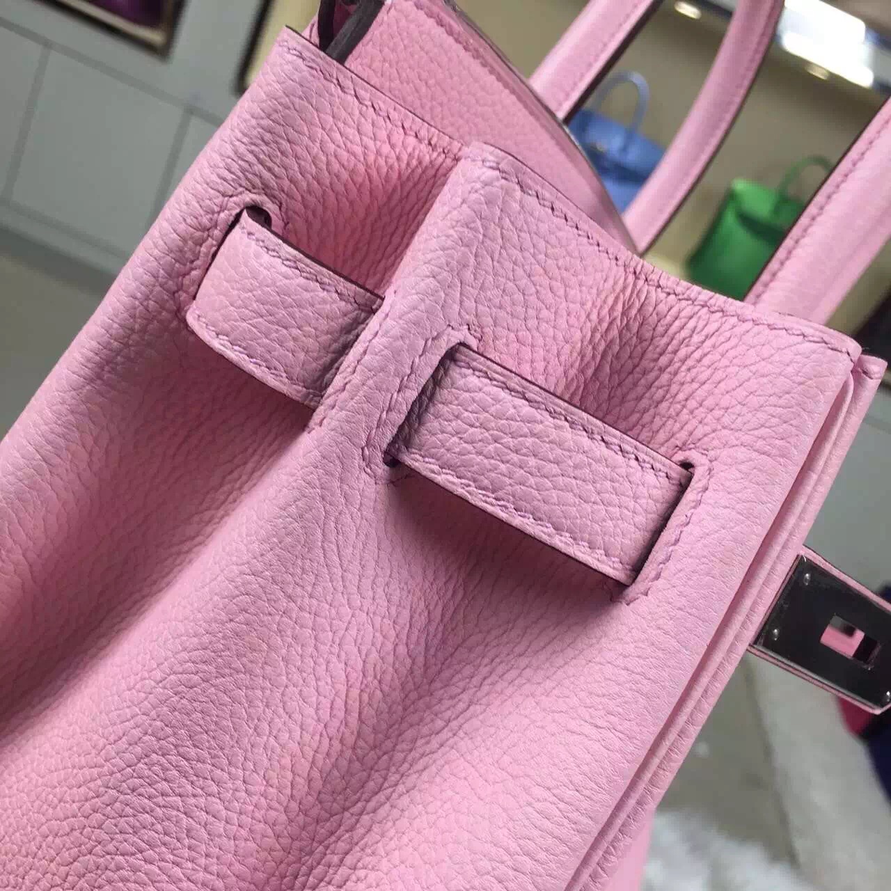 New Pretty Hermes Vip Customized 3Q Rose Sakura Togo Leather Birkin Handbag 30CM