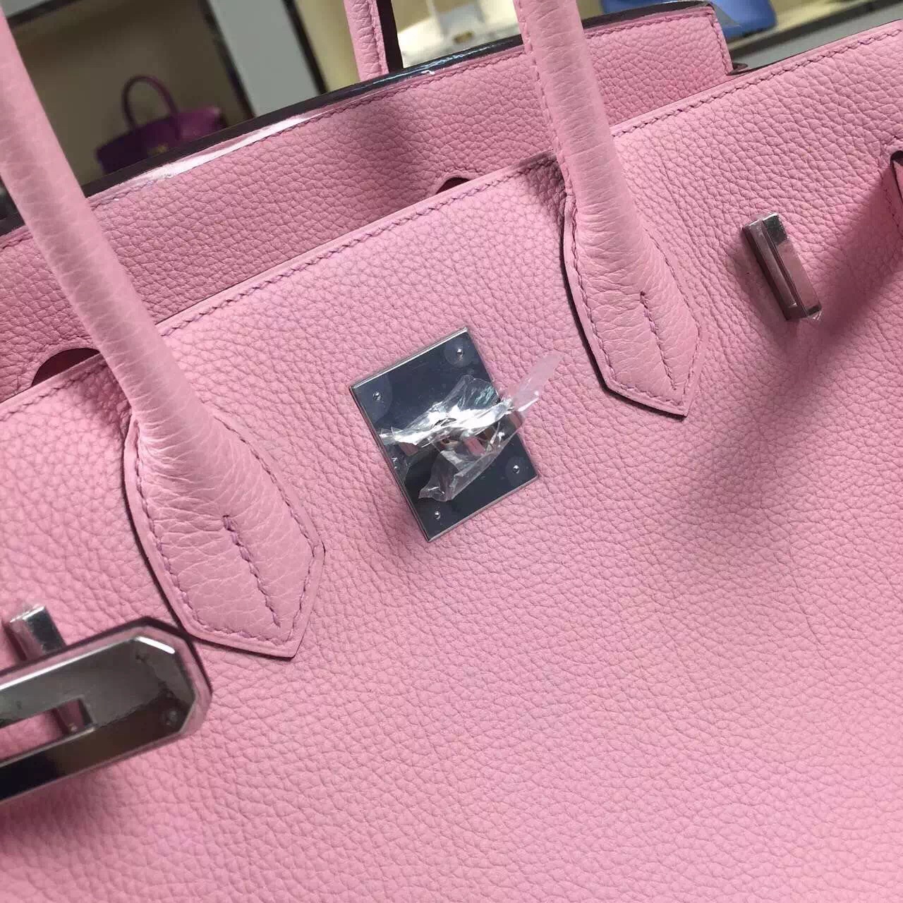 New Pretty Hermes Vip Customized 3Q Rose Sakura Togo Leather Birkin Handbag 30CM