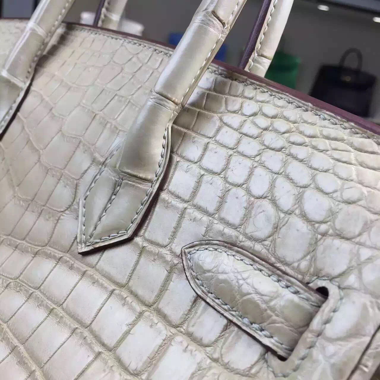 Discount Hermes Crocodile Matt Leather Birkin Bag 30CM in Apricot Ladies&#8217; Tote Bag