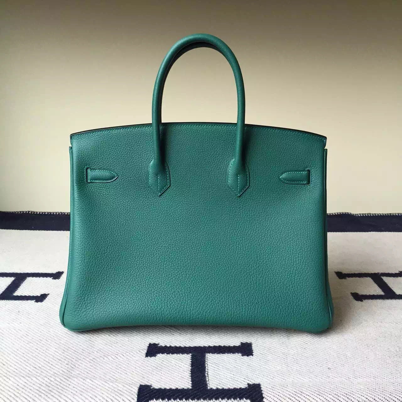 Sale Hermes Z6 Malachite Green Togo Calf Leather Birkin35cm Bag