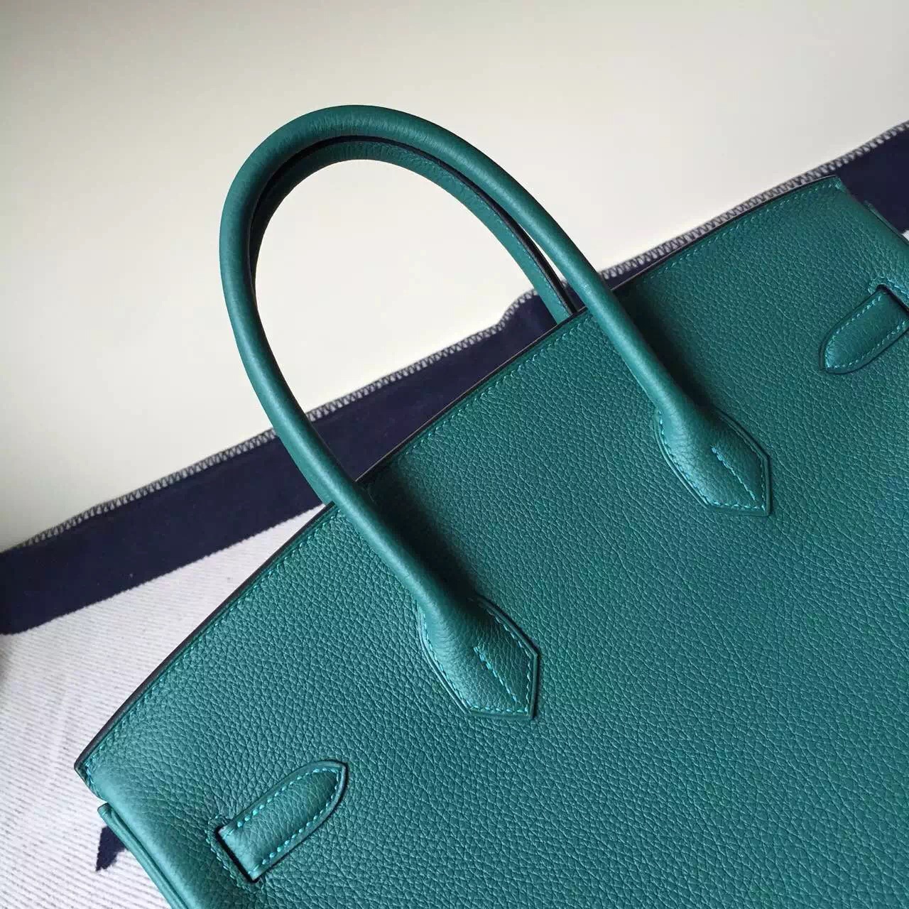 Sale Hermes Z6 Malachite Green Togo Calf Leather Birkin35cm Bag