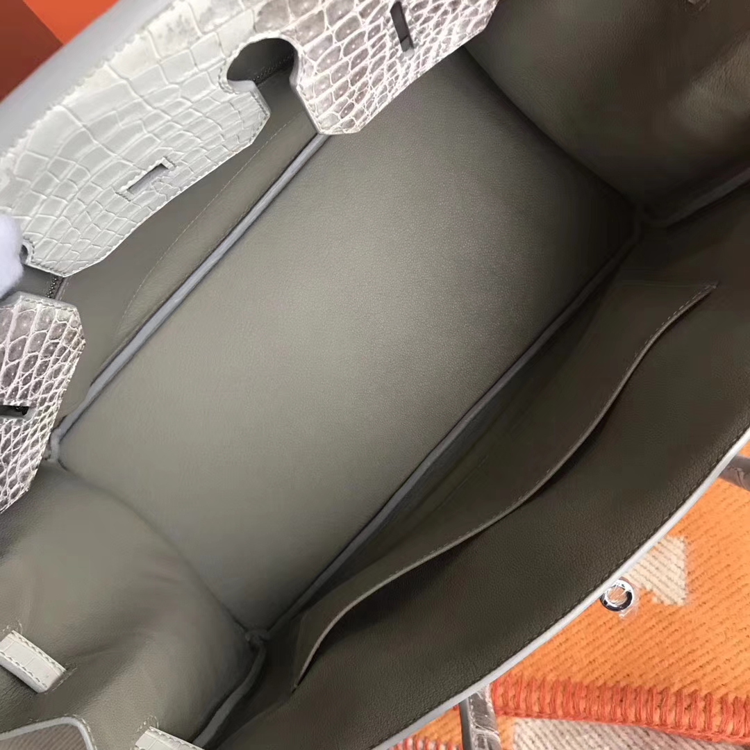 Noble Hermes Himalaya Matt Crocodile Birkin35CM Bag Silver Hardware