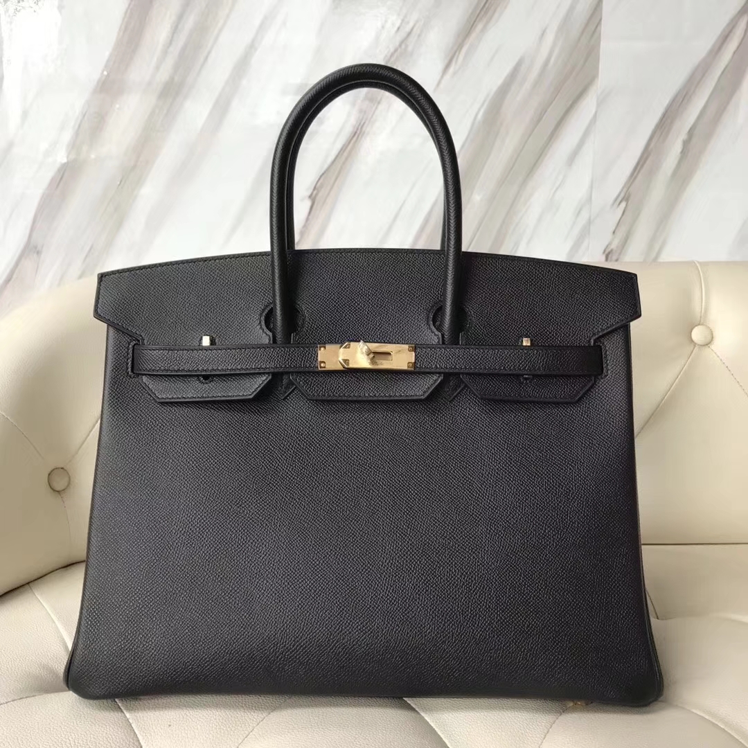 Fashion Hermes CK89 Black &#038; Q5 Rouge Casaque inner Epsom Calf Birkin35CM Bag