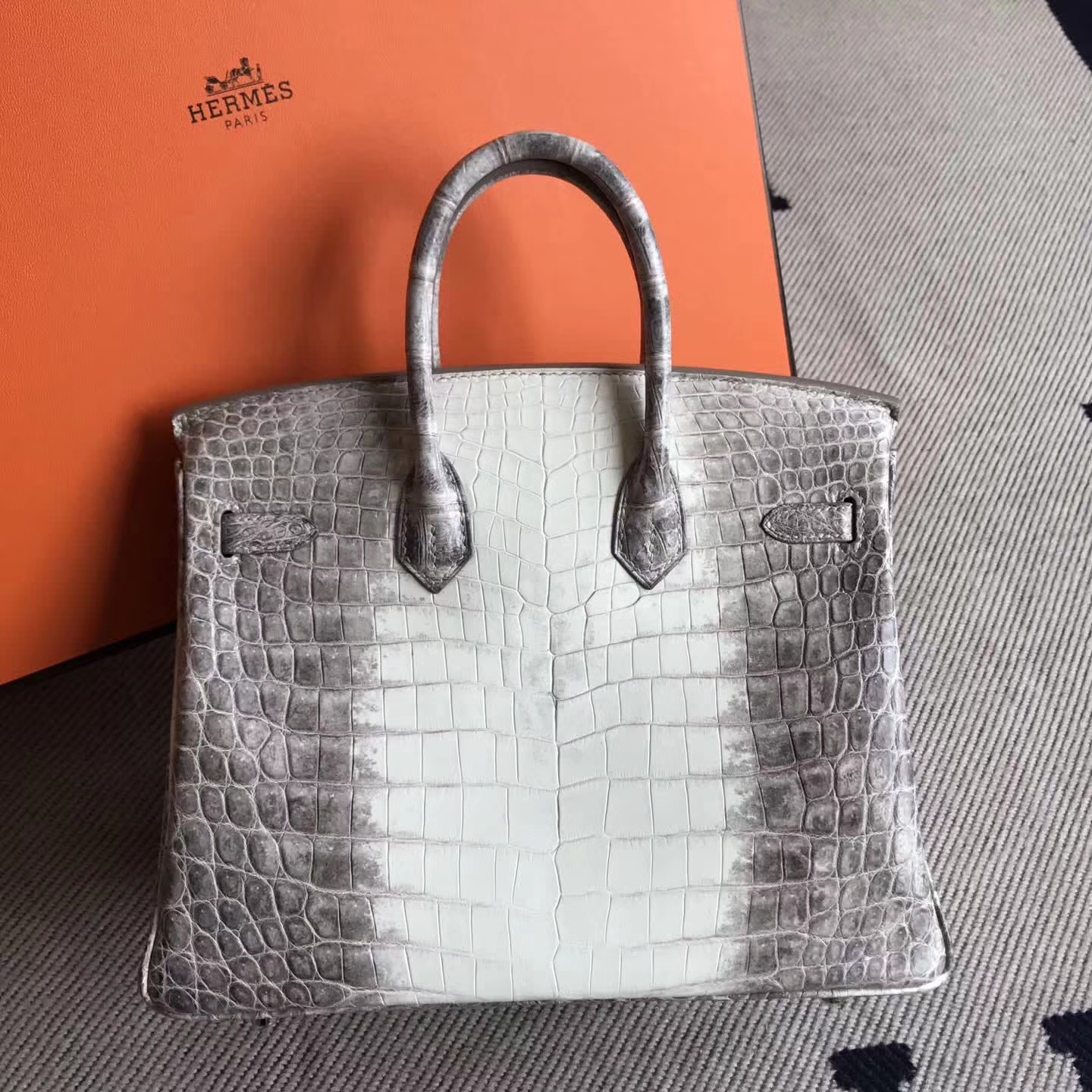 Hot Sale Hermes Himalaya Crocodile Leather Birkin Bag25cm Silver Hardware