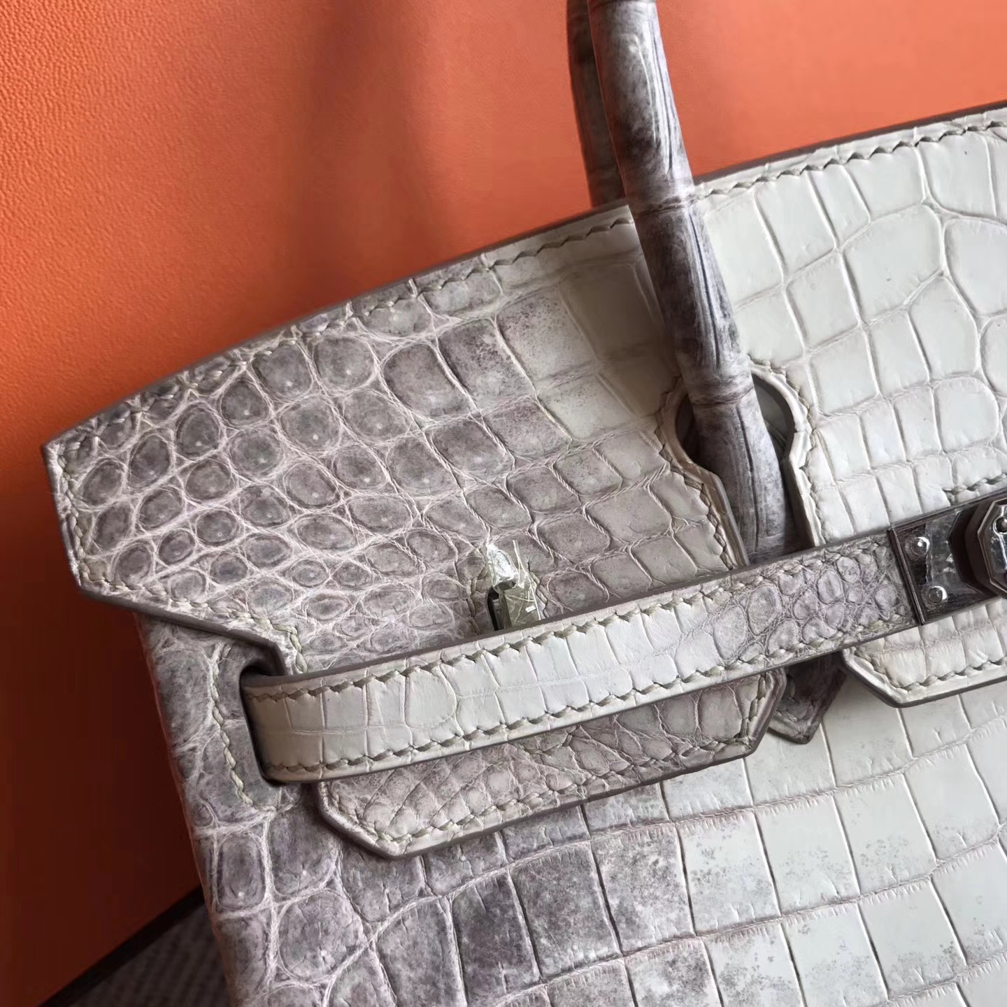 Hot Sale Hermes Himalaya Crocodile Leather Birkin Bag25cm Silver Hardware